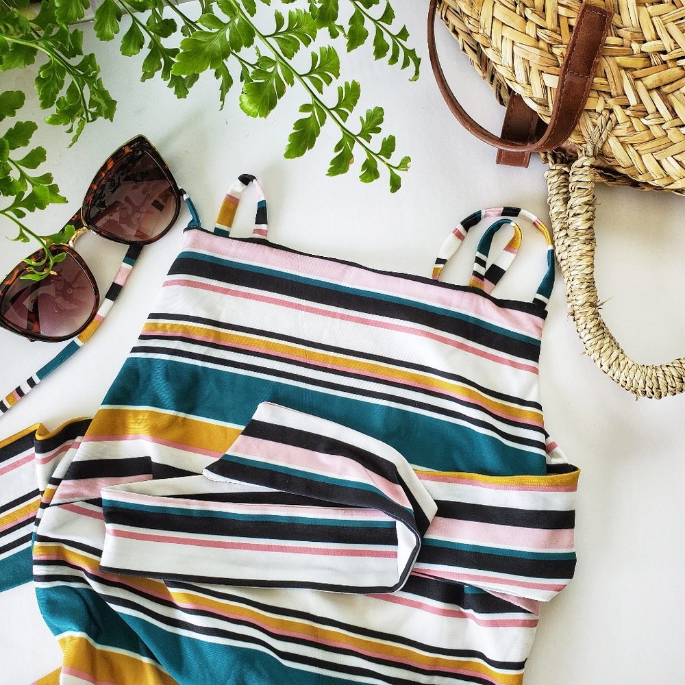 Striped Maxi Dress with Tie Back